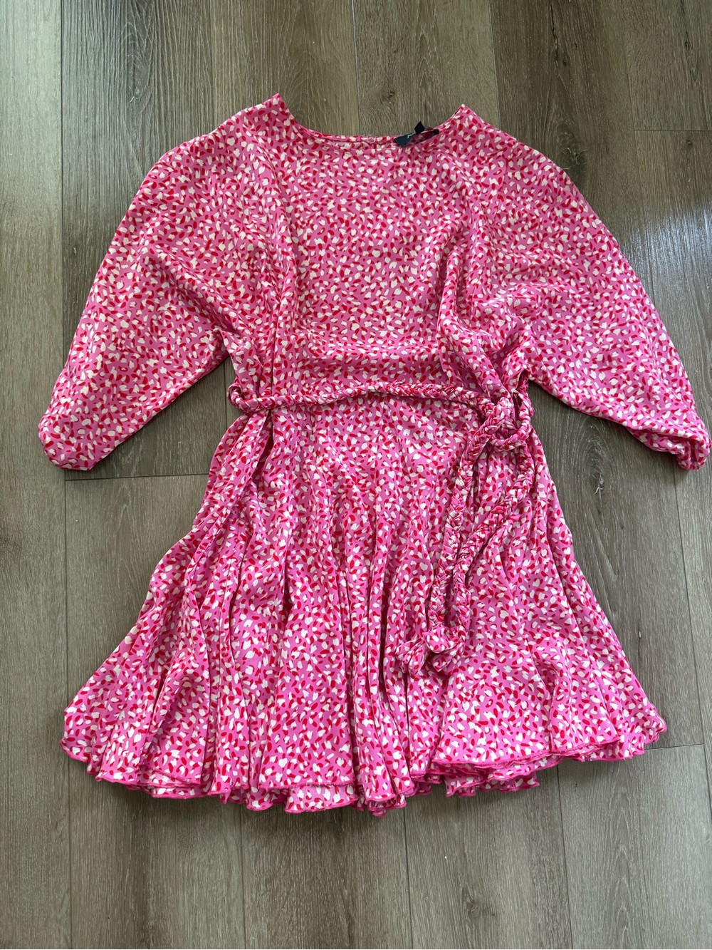 Aakaa Pink Patterned Tie-Waist Dress